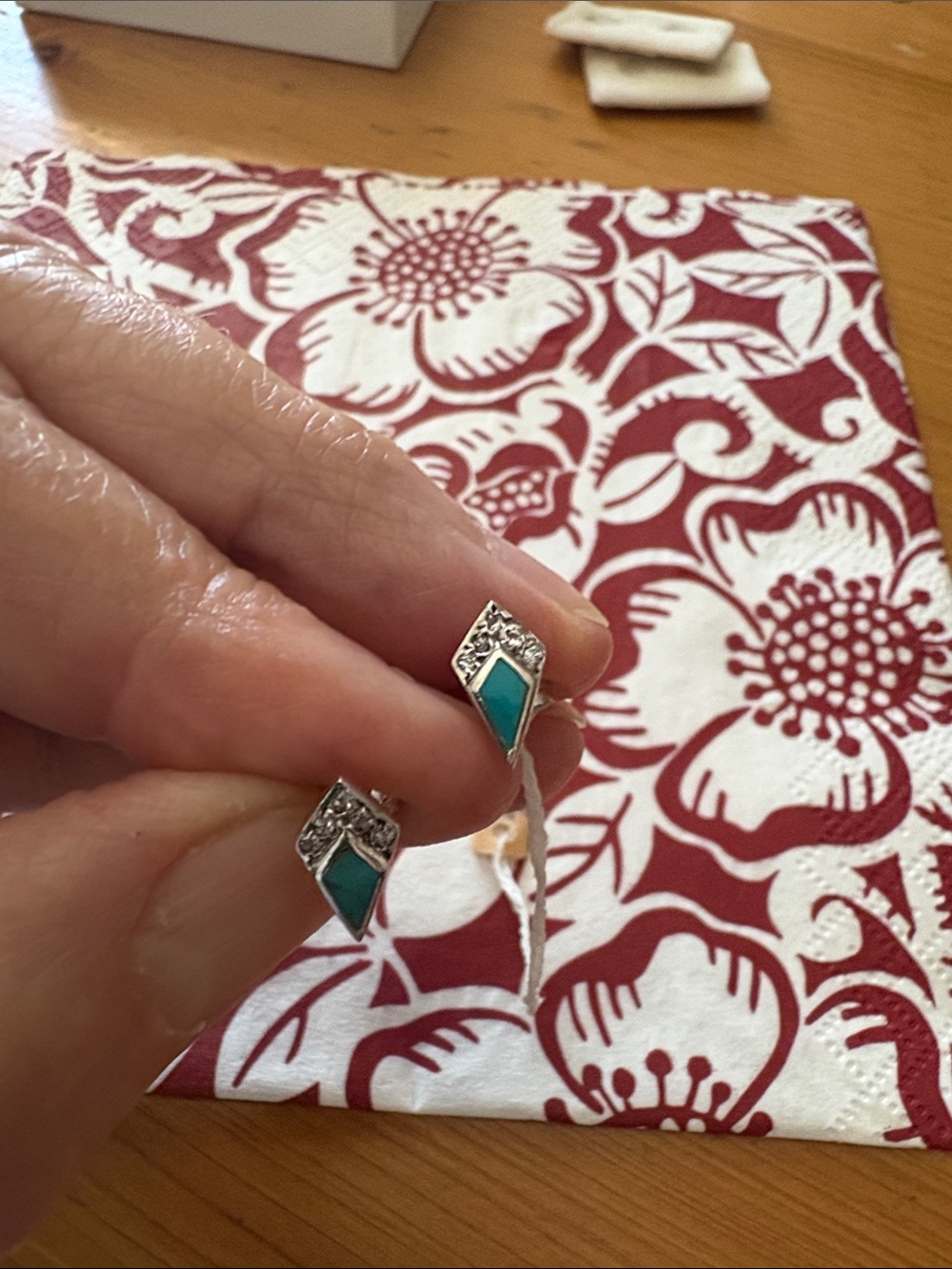 Sterling Silver Turquoise Geometric stud Earrings